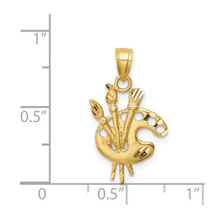 14k Yellow Gold Diamond-Cut Paint Palette Pendant