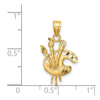 14k Yellow Gold Diamond-Cut Paint Palette Pendant