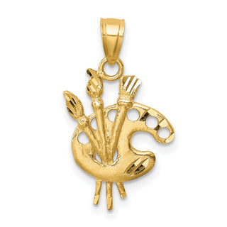 14k Yellow Gold Diamond-Cut Paint Palette Pendant