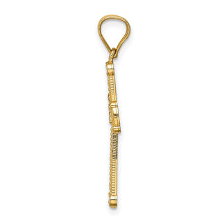 14k Yellow Gold w/Rhodium Cross Pendant