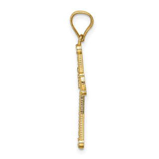 14k Yellow Gold w/Rhodium Cross Pendant