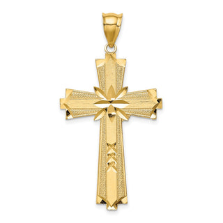 14k Yellow Gold Diamond-Cut Cross Pendant C4759