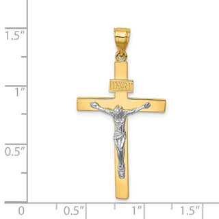 14K Two-tone Gold INRI Crucifix Pendant C4762