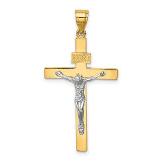 14K Two-tone Gold INRI Crucifix Pendant C4762