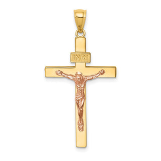 14K Two-tone Gold INRI Crucifix Pendant C4763
