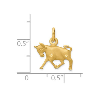 14k Yellow Gold Satin Diamond-cut Taurus Zodiac Charm C477