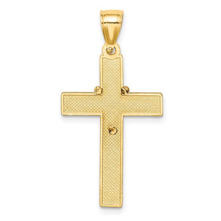 14k Yellow Gold w/Rhodium-Plating Cross w/Rosary Pendant C4770