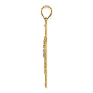 14k Yellow Gold w/Rhodium-Plating Cross w/Rosary Pendant C4771