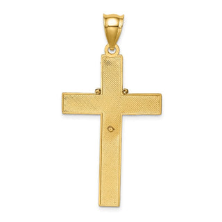 14k Yellow Gold w/Rhodium-Plating Cross w/Rosary Pendant C4771