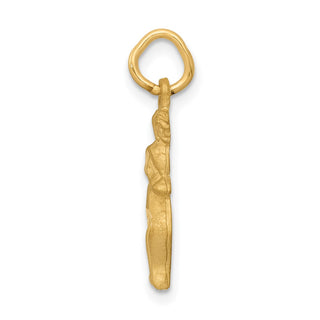 14k Yellow Gold Satin Diamond-cut Geminii Zodiac Charm C478
