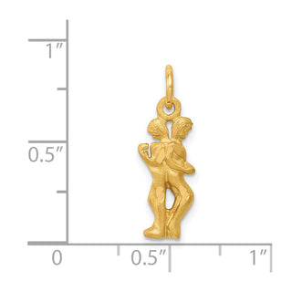 14k Yellow Gold Satin Diamond-cut Geminii Zodiac Charm C478