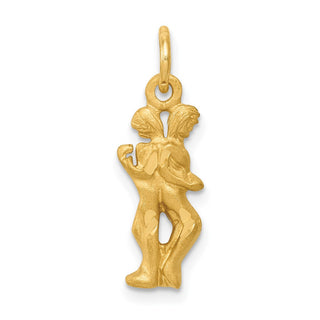 14k Yellow Gold Satin Diamond-cut Geminii Zodiac Charm C478