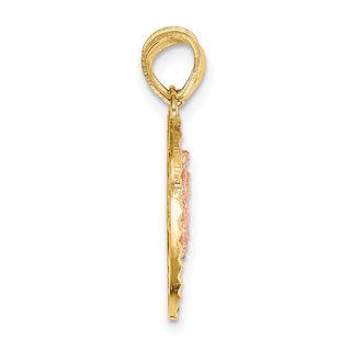 14K Two-tone Gold Reversible Lady of Guadalupe&Crucifix Breakapart Pendant