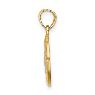 14k Yellow Gold and Rhodium Praying Hands Pendant C4783