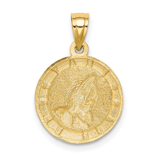 14k Yellow Gold and Rhodium Praying Hands Pendant C4783
