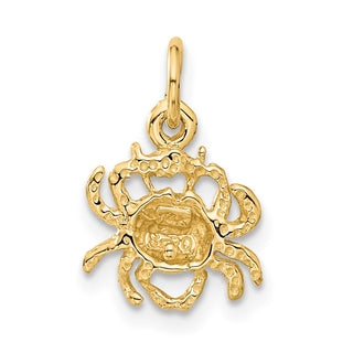 14k Yellow Gold Satin Diamond-cut Cancer Zodiac Charm C479