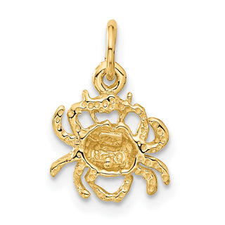 14k Yellow Gold Satin Diamond-cut Cancer Zodiac Charm C479