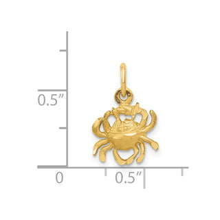 14k Yellow Gold Satin Diamond-cut Cancer Zodiac Charm C479