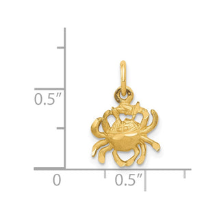 14k Yellow Gold Satin Diamond-cut Cancer Zodiac Charm C479