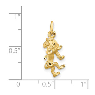 14k Yellow Gold Satin Diamond-cut Leo Zodiac Charm C480