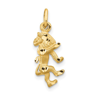 14k Yellow Gold Satin Diamond-cut Leo Zodiac Charm C480