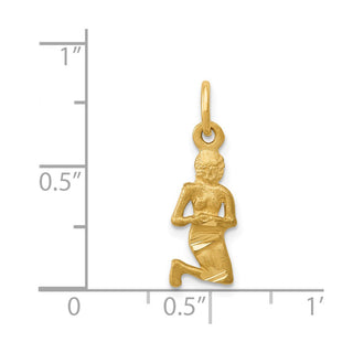 14k Yellow Gold Satin Diamond-cut Virgo Zodiac Charm C481