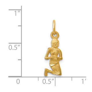 14k Yellow Gold Satin Diamond-cut Virgo Zodiac Charm C481