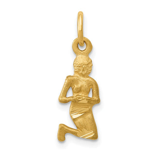14k Yellow Gold Satin Diamond-cut Virgo Zodiac Charm C481