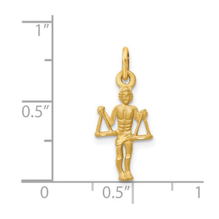 14k Yellow Gold Satin Diamond-cut Libra Zodiac Charm C482