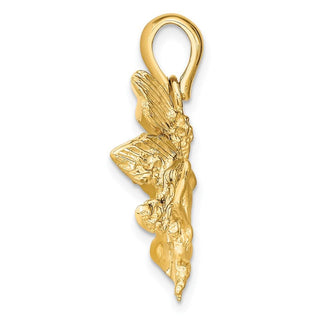 14k Yellow Gold Satin and Polished Fairy Pendant