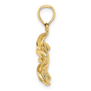 14k Yellow Gold Beaded and Polished Plumeria Flower Pendant