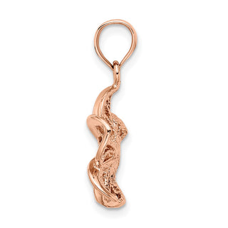 14k Rose Gold Beaded and Polished Plumeria Flower Pendant C4823R