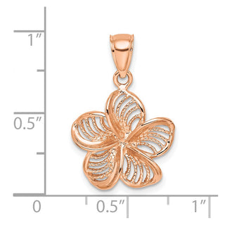 14k Rose Gold Beaded and Polished Plumeria Flower Pendant C4823R