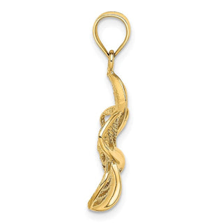 14k Yellow Gold Polished and Beaded Plumeria Flower Pendant C4824