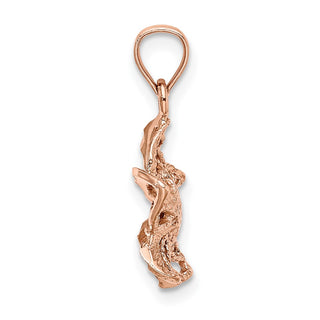 14k Rose Gold Beaded and Polished Plumeria Flower Pendant C4825R