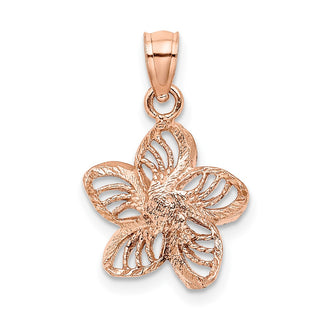 14k Rose Gold Beaded and Polished Plumeria Flower Pendant C4825R