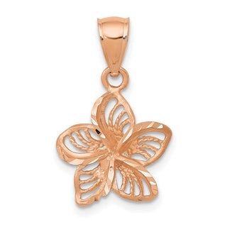 14k Rose Gold Beaded and Polished Plumeria Flower Pendant C4825R