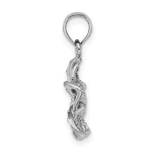 14k White Gold Polished and Beaded Plumeria Flower Pendant C4825W