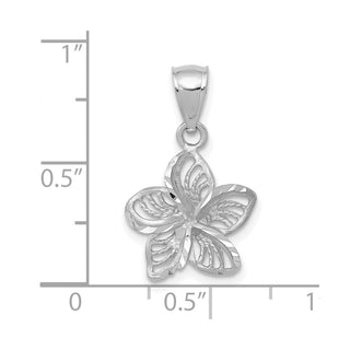 14k White Gold Polished and Beaded Plumeria Flower Pendant C4825W