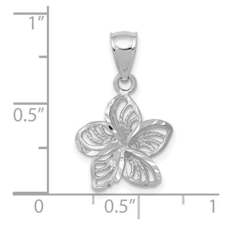 14k White Gold Polished and Beaded Plumeria Flower Pendant C4825W