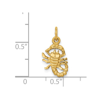 14k Yellow Gold Satin Diamond-cut Scorpio Zodiac Charm C483