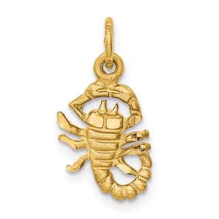 14k Yellow Gold Satin Diamond-cut Scorpio Zodiac Charm C483