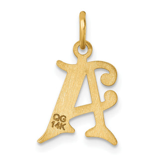 14K Yellow Gold Diamond-cut Letter A Initial Charm
