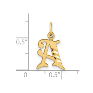14K Yellow Gold Diamond-cut Letter A Initial Charm
