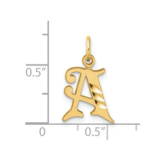 14K Yellow Gold Diamond-cut Letter A Initial Charm