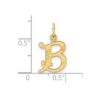 14K Yellow Gold Diamond-cut Letter B Initial Charm