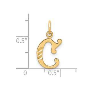14K Yellow Gold Diamond-cut Letter C Initial Charm