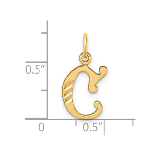 14K Yellow Gold Diamond-cut Letter C Initial Charm