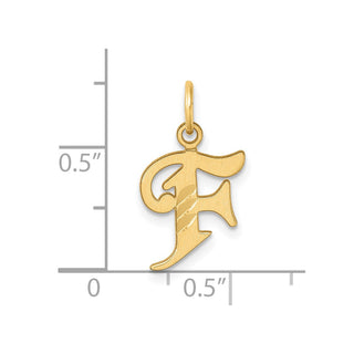 14K Yellow Gold Diamond-cut Letter F Initial Charm