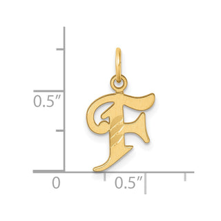 14K Yellow Gold Diamond-cut Letter F Initial Charm